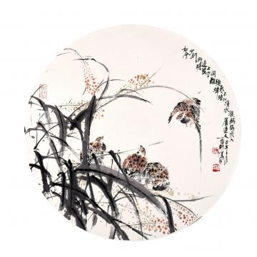 林汉国国画花鸟如今少到野塘边字画之家