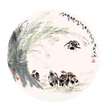 林汉国国画花鸟六月中收割字画之家