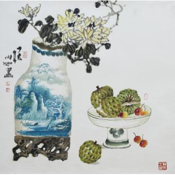 许川如国画花鸟秋实图字画之家