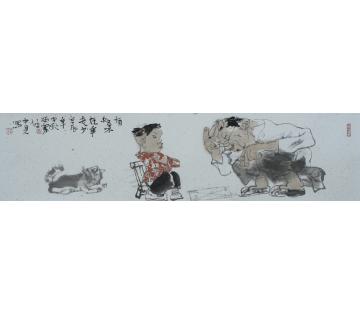 卢中见国画人物有智者不在年老少字画之家