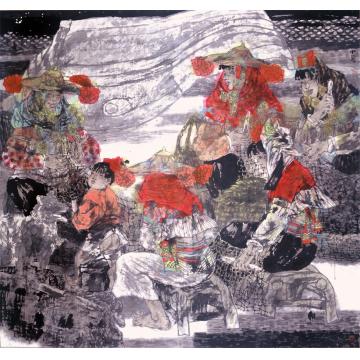 卢中见国画人物惠安女字画之家