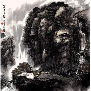 吴膺群国画山水山水清音图字画之家