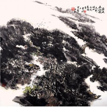 吴膺群国画山水烟山不改旧时青字画之家