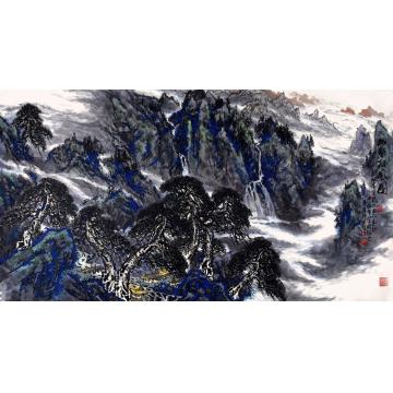 吴膺群国画山水幽壑松风图字画之家