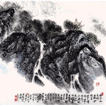 吴膺群国画山水唐孟郊诗也字画之家