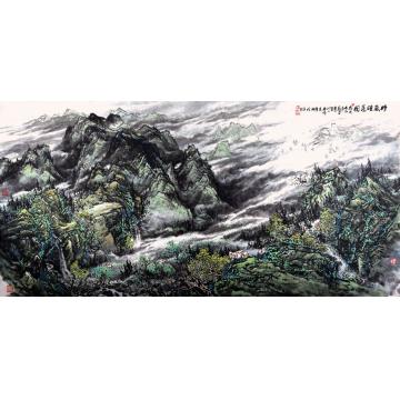 吴膺群国画山水晴岚烟荡图字画之家