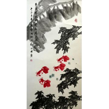 孙泳新国画花鸟鱼跃清正气、莺歌万民安字画之家