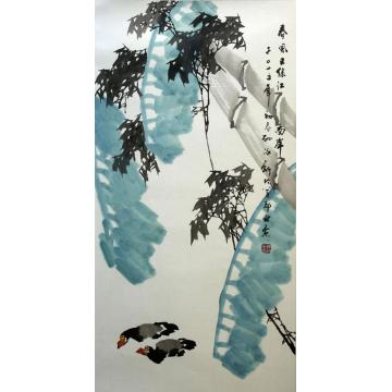 孙泳新国画花鸟春风又绿江南岸字画之家