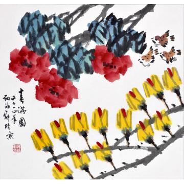 孙泳新国画花鸟春满园字画之家