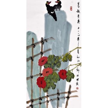 孙泳新国画花鸟晨秋清爽字画之家