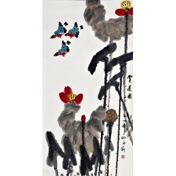 孙泳新国画花鸟赏莲图字画之家