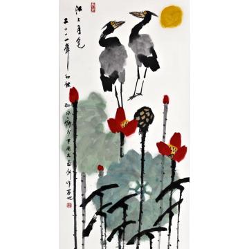 孙泳新国画花鸟江上月色字画之家