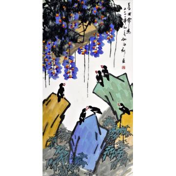 孙泳新国画花鸟晨曲常鸣字画之家