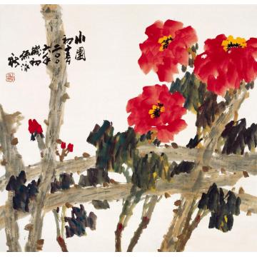 孙泳新国画花鸟小园初春字画之家