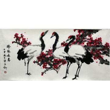 孙泳新国画花鸟瑞鹤迎春字画之家