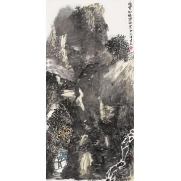 孙远利国画山水晚云柳塘烟雨寒字画之家