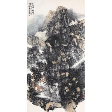 孙远利国画山水岩溜喷空晴似雨字画之家