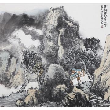 孙远利国画山水苍天园壑夏生寒字画之家