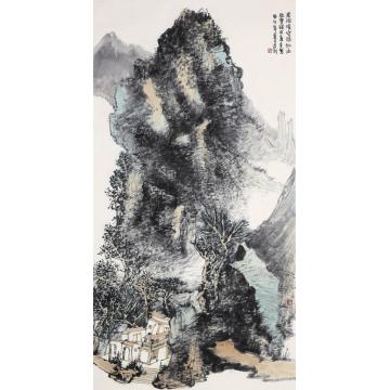 孙远利国画山水岩溜喷空晴似雨 林萝碍日夏字画之家