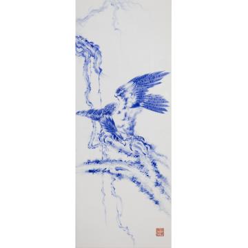 陈叶梦国画花鸟雄鹰展翅字画之家