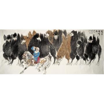 武海成国画人物戈壁群峰图字画之家
