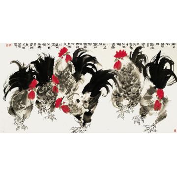 武海成国画花鸟六雄图字画之家