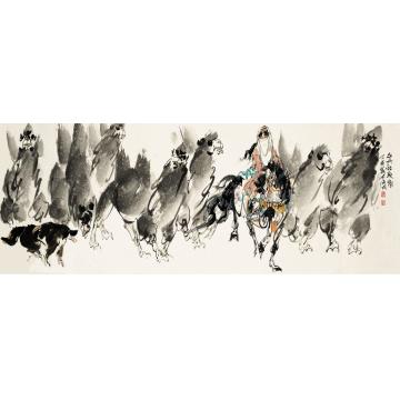 武海成国画人物山丹牧驼图字画之家