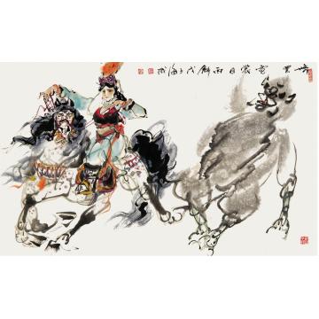 武海成国画人物舞罢霓裳日西斜字画之家