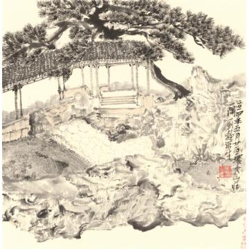 刘懿国画山水园林听雨字画之家