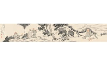 刘懿国画人物丛林高逸之六字画之家