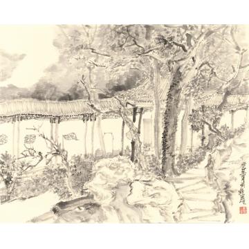 刘懿国画山水沧浪亭之三字画之家