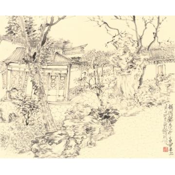 刘懿国画山水藕园鹤寿亭字画之家