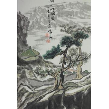 李宗伟国画山水湖山放钓图字画之家