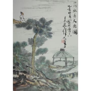 李宗伟国画山水江湖放舟天地阔字画之家