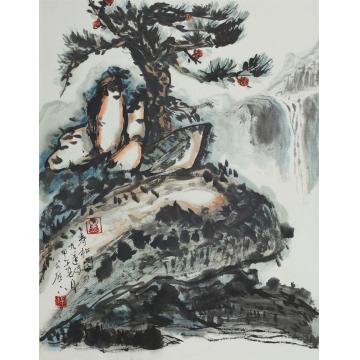 李宗伟国画山水寿松图字画之家