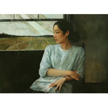 邸可新国画人物《晚风》字画之家
