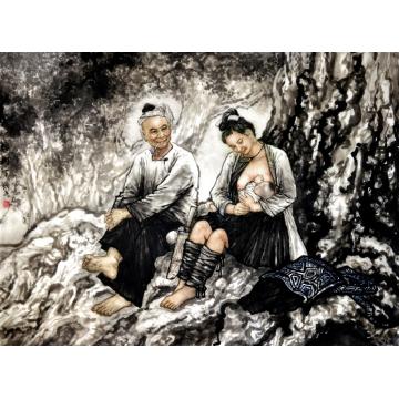 夏培民国画人物榕树下字画之家