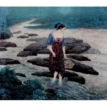 夏培民国画人物浣纱溪字画之家