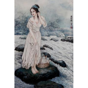 夏培民国画人物浣纱溪字画之家