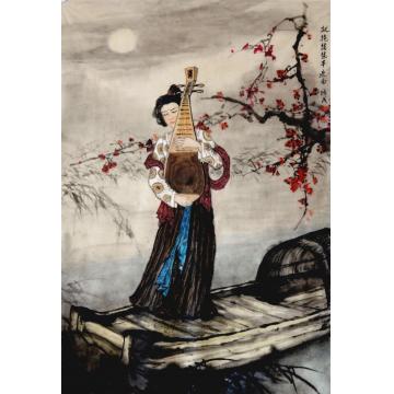 夏培民国画人物犹抱琵琶半遮面字画之家