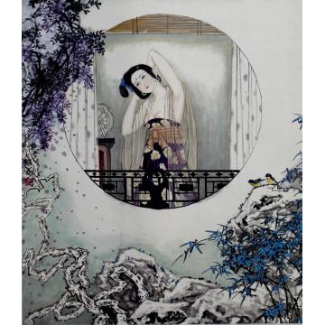 夏培民国画人物春眠不觉晓字画之家