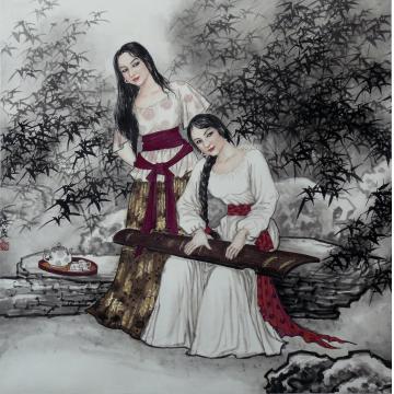 夏培民国画人物琴韵字画之家