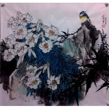 夏培民国画花鸟山野百合字画之家