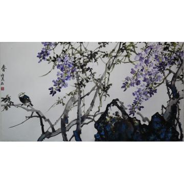 夏培民国画花鸟紫藤字画之家