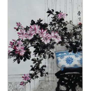 夏培民国画花鸟杜鹃花字画之家