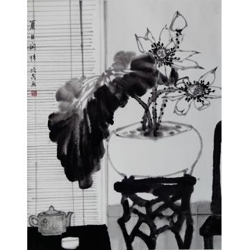 夏培民国画花鸟荷叶字画之家