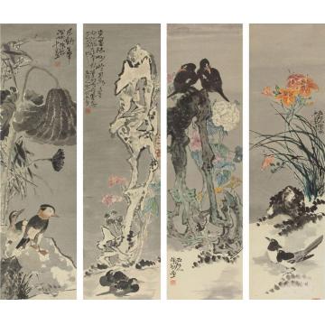 陈昭国画花鸟幽禽四条屏字画之家
