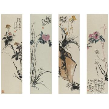 陈昭国画花鸟花卉四条屏字画之家