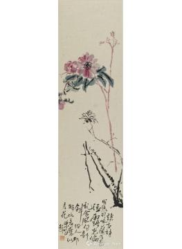陈昭国画花鸟枯枝红花字画之家
