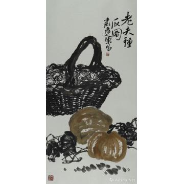 陈昭国画花鸟老夫种瓜图轴字画之家